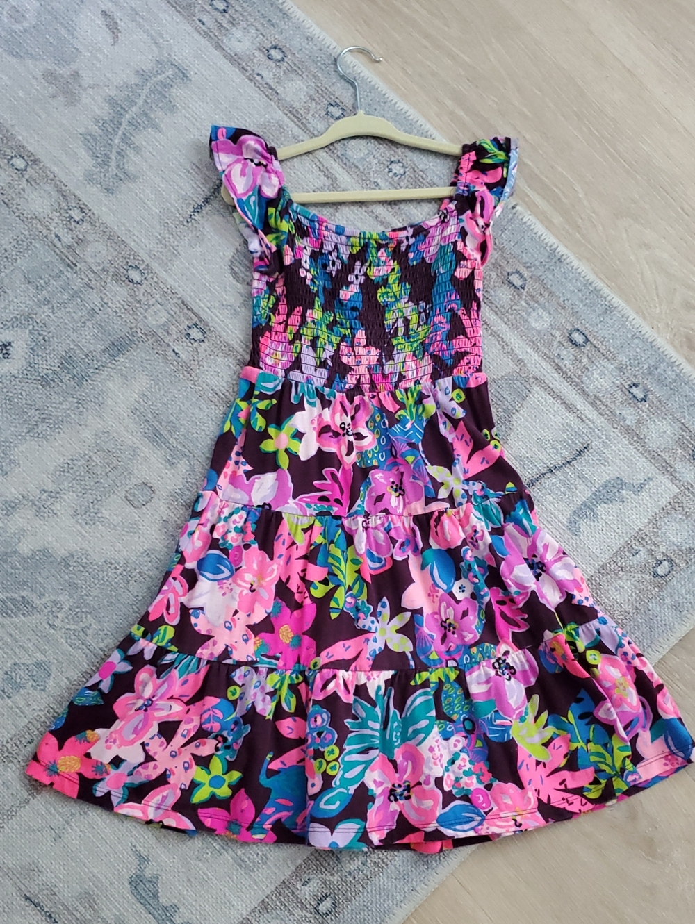 Lilly Pulitzer Girls Mini Jilly Midi Dress  Cherry Ganache Bohemian Garden SzXS